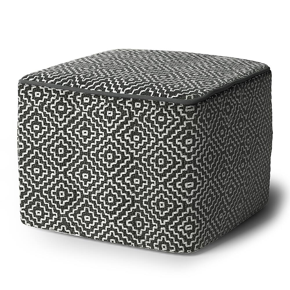 Angle View: Simpli Home - Briella Square Woven Pouf - Grey and White