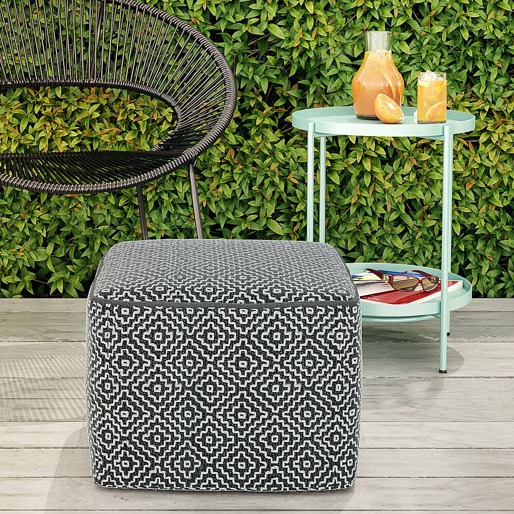 Left View: Simpli Home - Cosmopolitan Storage Ottoman Bench with Open Bottom - Denim Blue