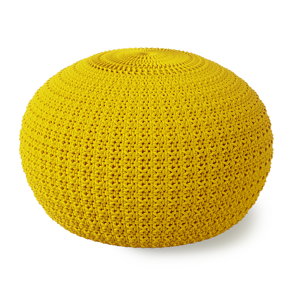 Angle View: Simpli Home - Sonata Round Knitted Pouf - Yellow