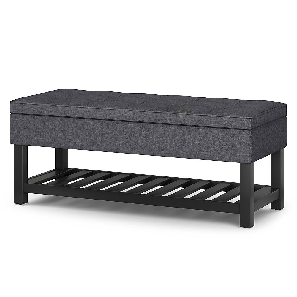 Angle View: Simpli Home - Cosmopolitan Storage Ottoman Bench with Open Bottom - Slate Grey