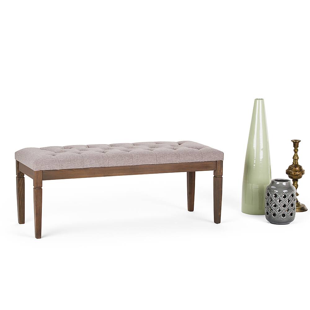 Left View: Simpli Home - Waverly Tufted Ottoman Bench - Cloud Grey