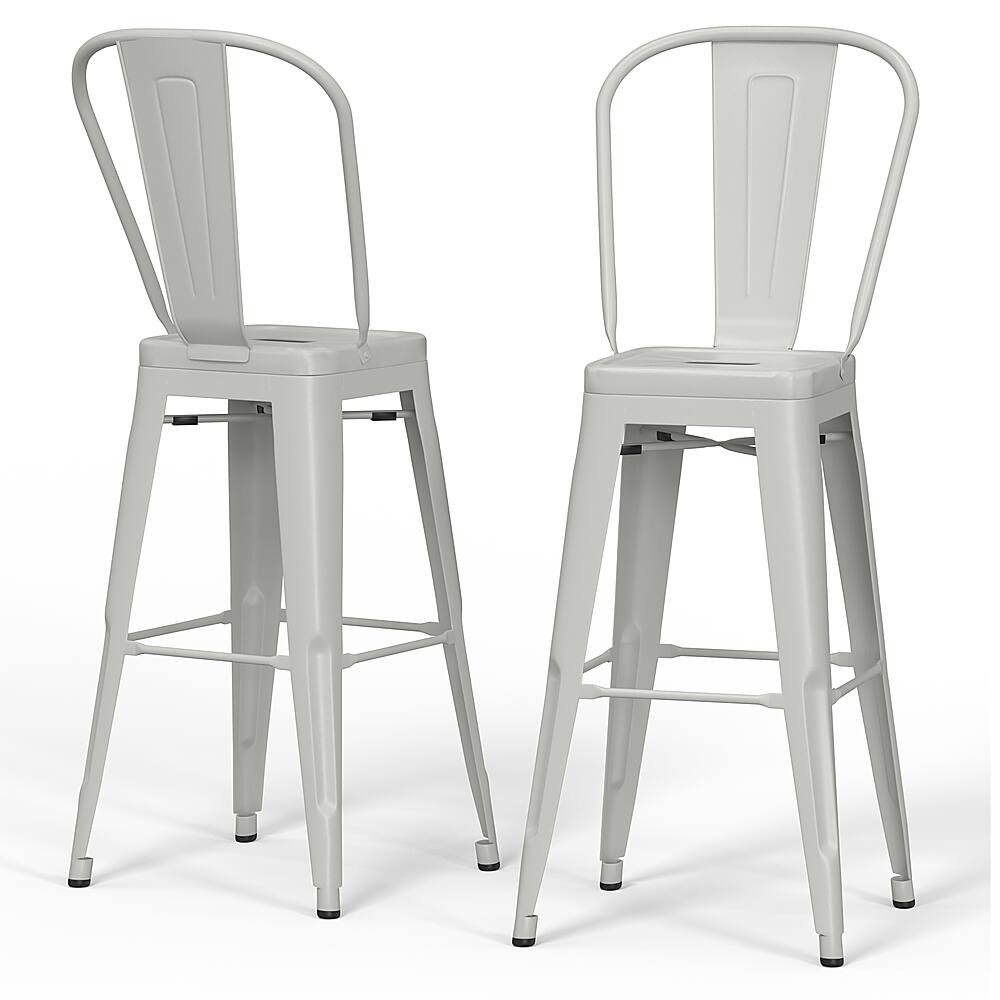 Angle View: Simpli Home - Fletcher 24 inch Metal Counter Height Stool (Set of 2) - White