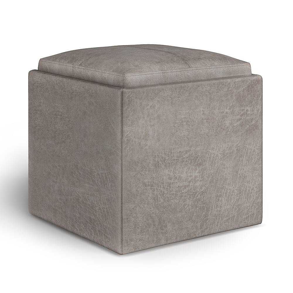 Best Buy Simpli Home Rockwood Cube Storage Ottoman with Tray