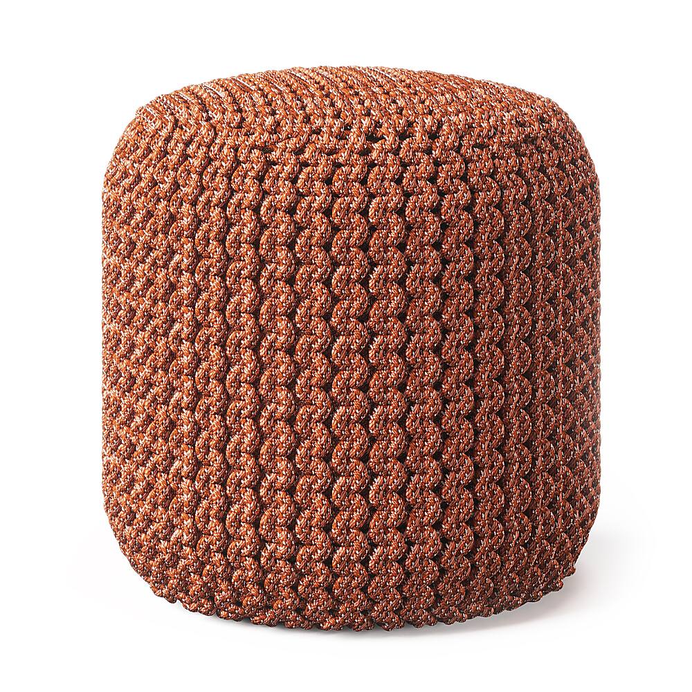 Angle View: Simpli Home - Wynne Round Knitted Pouf - Orange