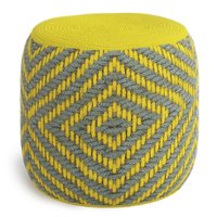 Simpli Home - Kent Round Woven Pouf - Grey and Yellow - Front_Zoom