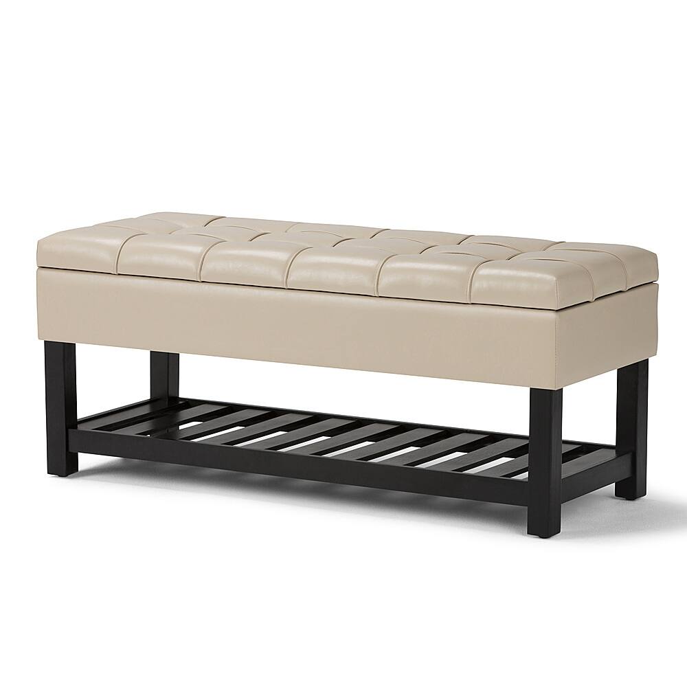 Angle View: Simpli Home - Saxon Storage Ottoman Bench - Satin Cream