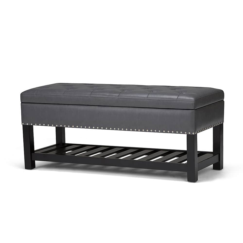 Angle View: Simpli Home - Lomond Storage Ottoman Bench - Stone Grey