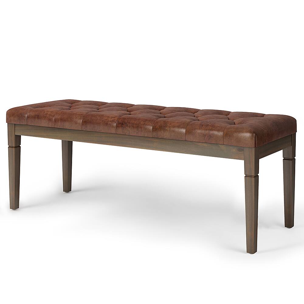 Angle View: Simpli Home - Waverly Tufted Ottoman Bench - Distressed Saddle Brown