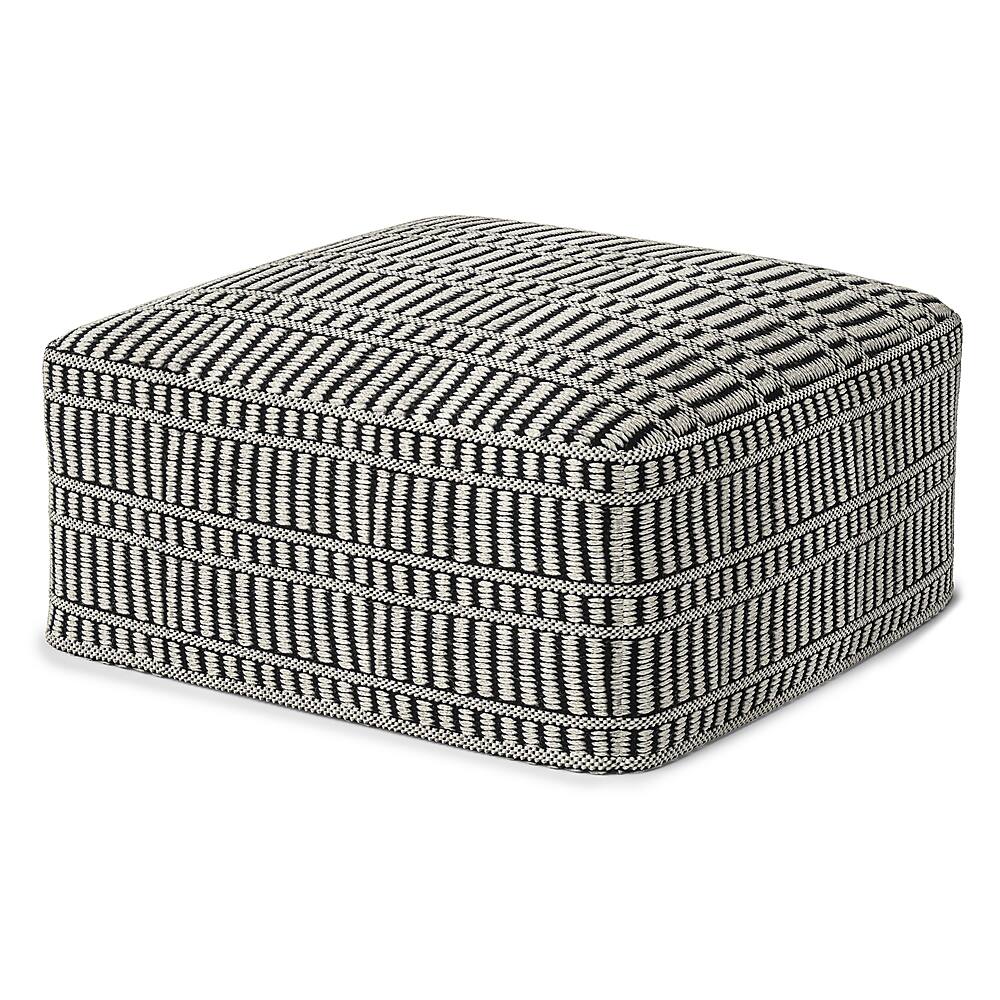 Angle View: Simpli Home - Safford Square Woven Pouf - Black and White