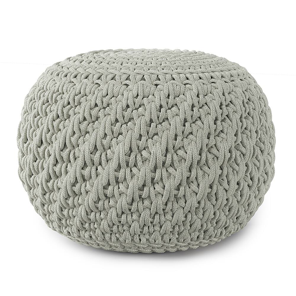 Angle View: Simpli Home - Nisi Round Knitted Pouf - Light Grey