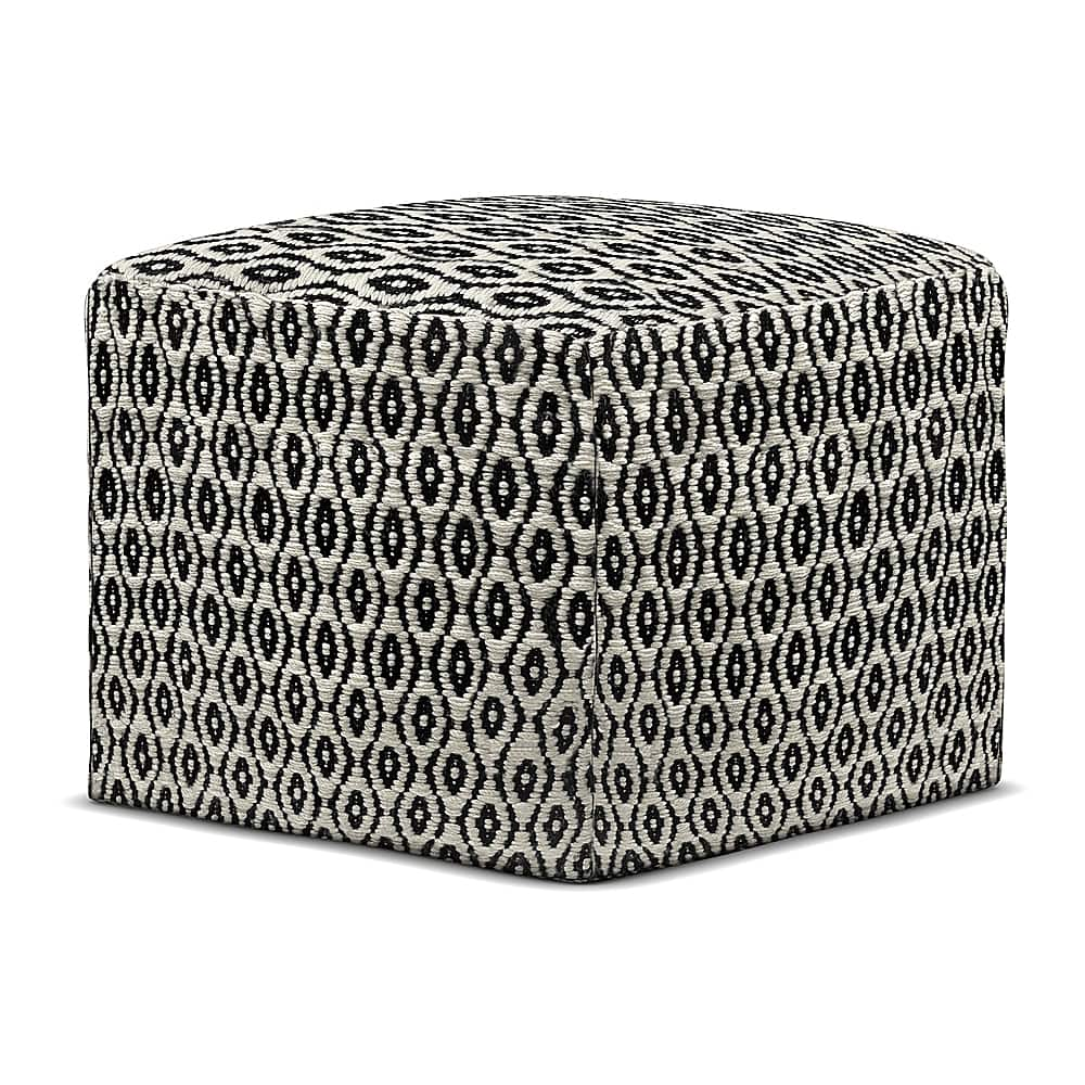 Angle View: Simpli Home - Kiana Square Woven Pouf - Black and White