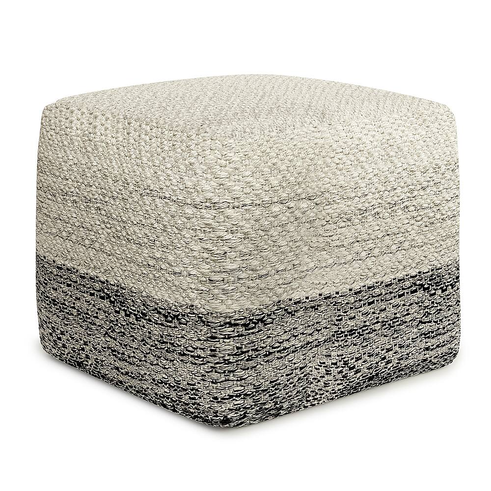 Angle View: Simpli Home - Macie Square Woven Pouf - Grey and White