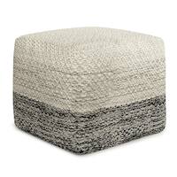 Simpli Home - Macie Square Woven Pouf - Grey and White - Front_Zoom