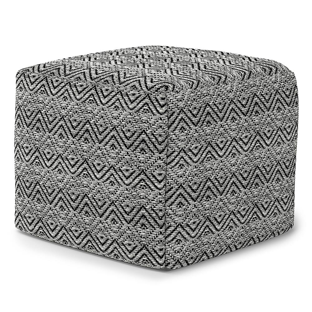 Angle View: Simpli Home - Hendrik Square Woven Pouf - Grey/Black