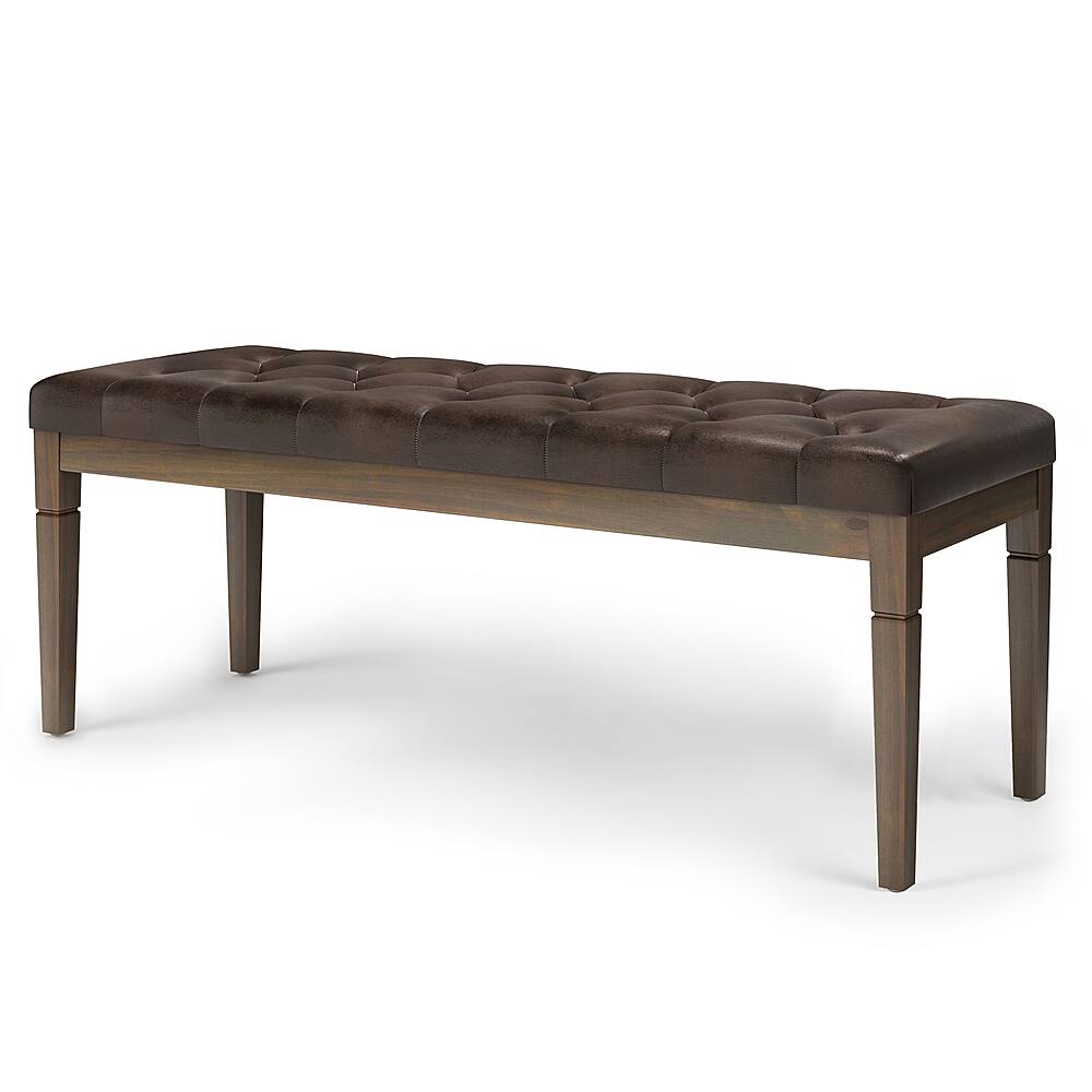 Angle View: Simpli Home - Waverly Tufted Ottoman Bench - Distressed Brown