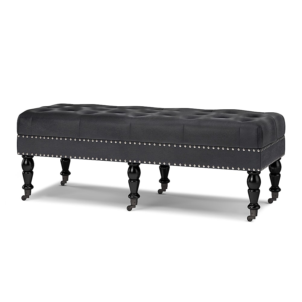 Angle View: Simpli Home - Henley Tufted Ottoman Bench - Distressed Black