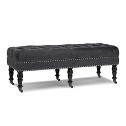 Simpli Home - Henley Tufted Ottoman Bench - Distressed Black - Front_Zoom