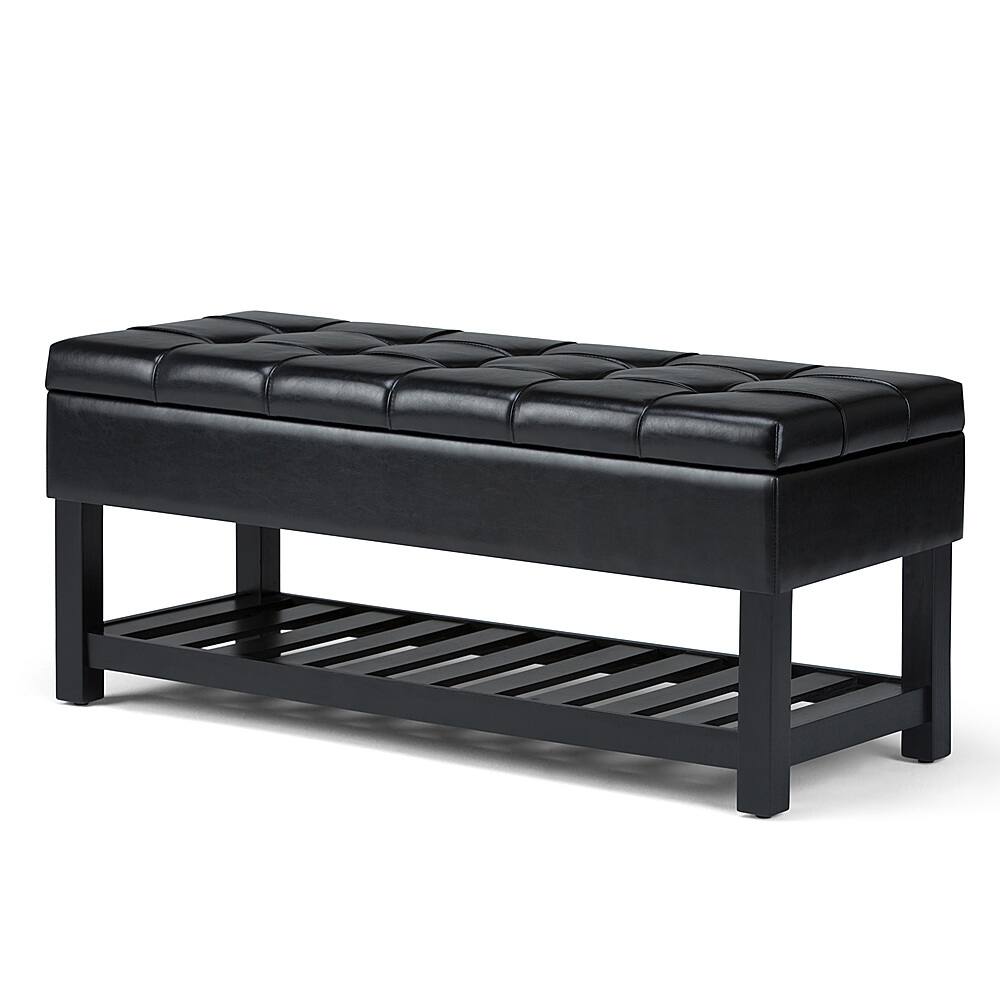 Angle View: Simpli Home - Saxon Storage Ottoman Bench - Midnight Black