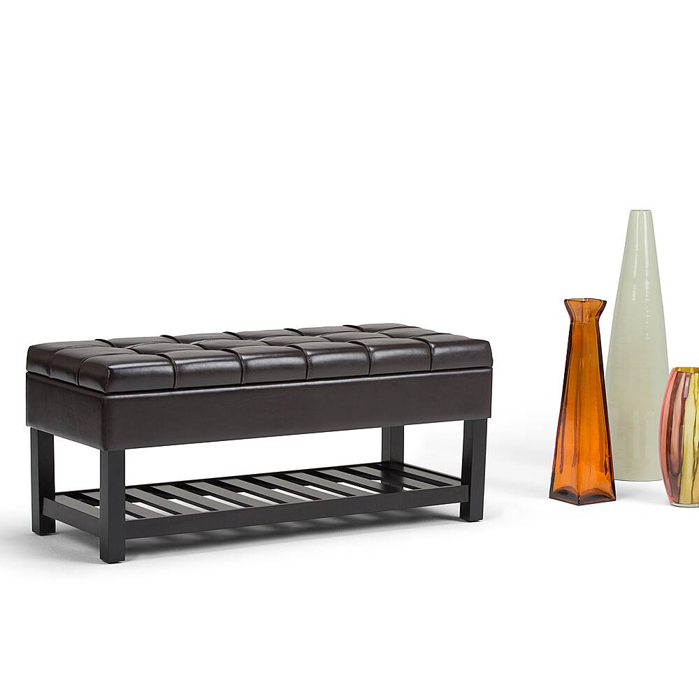 Left View: Simpli Home - Milltown Large Ottoman Bench - Tanners Brown