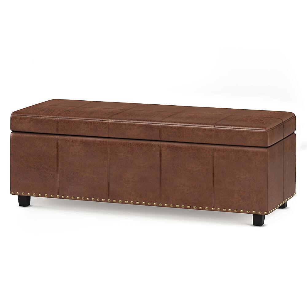 Angle View: Simpli Home - Kingsley Large Storage Ottoman - Distressed Saddle Brown