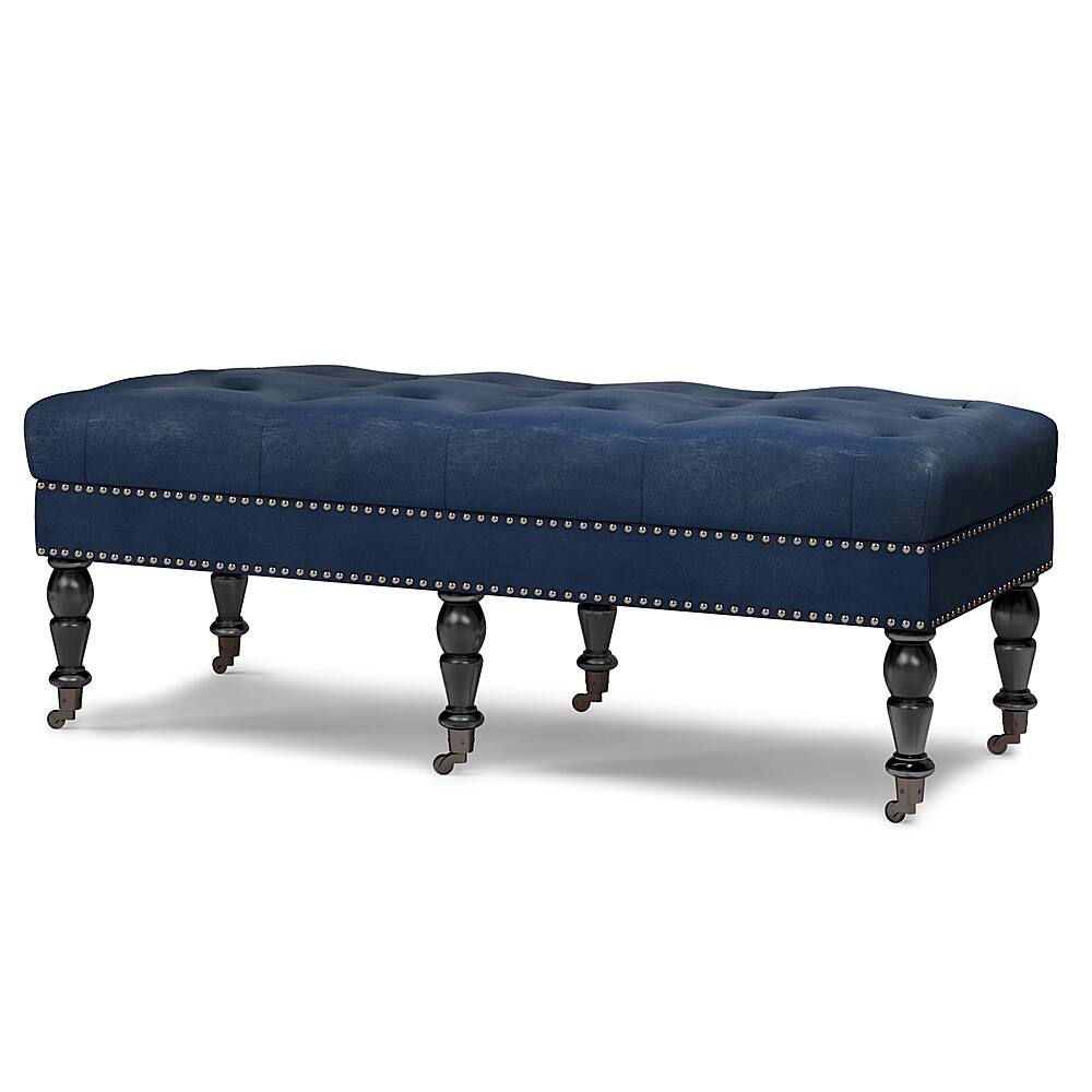 Angle View: Simpli Home - Henley Tufted Ottoman Bench - Distressed Dark Blue