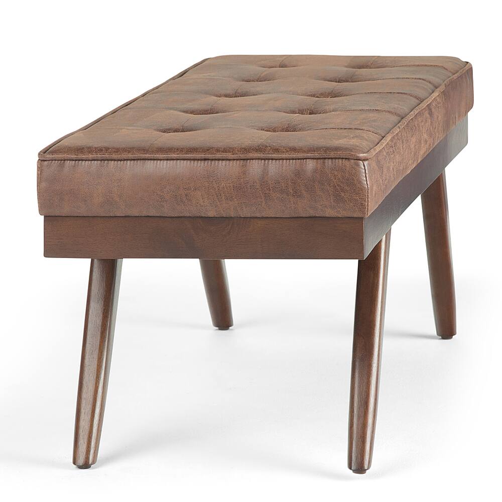 Best Buy: Simpli Home Pierce Mid Century Ottoman Bench Distressed Umber ...