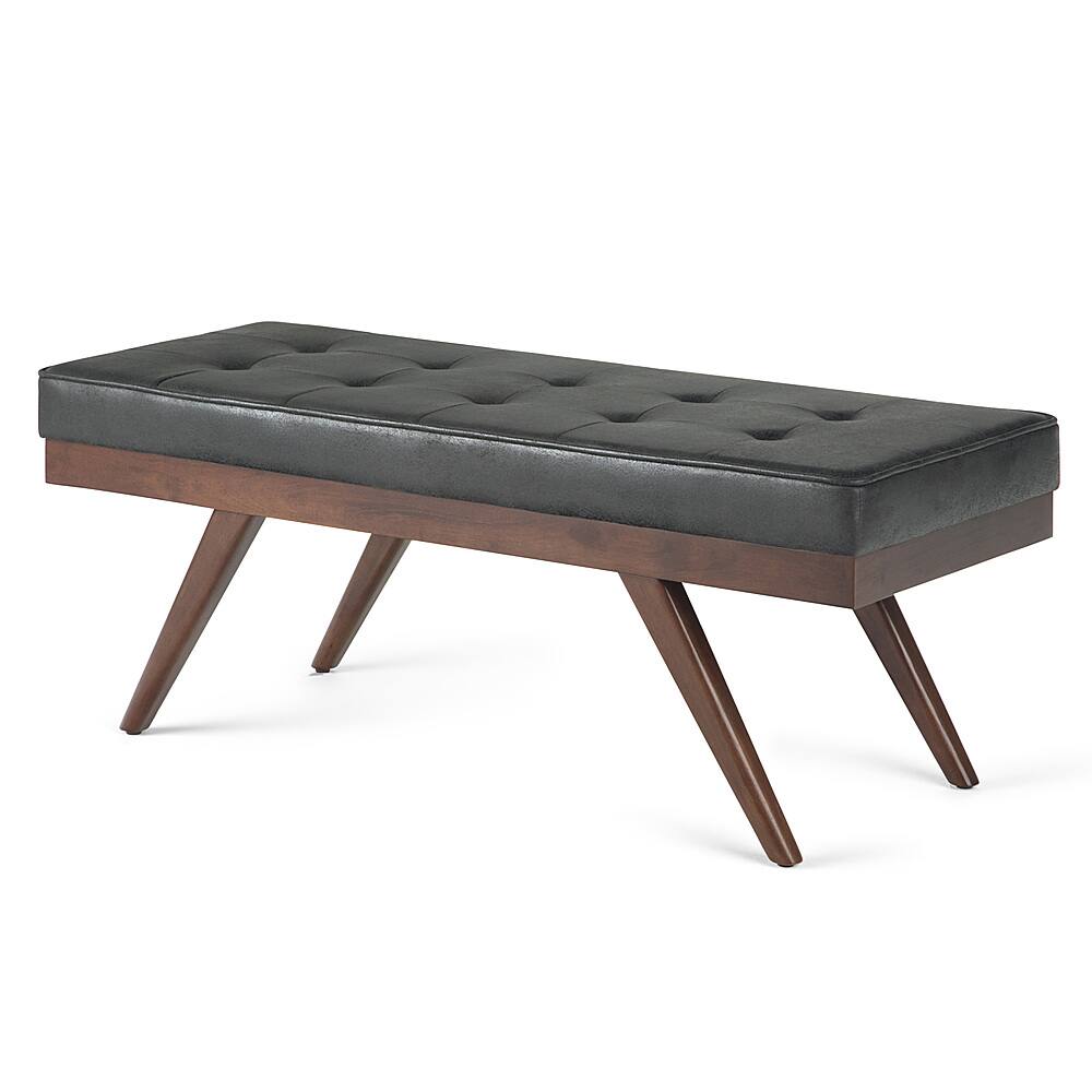 Angle View: Simpli Home - Pierce Mid Century Ottoman Bench - Distressed Black