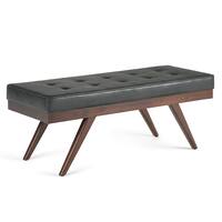 Simpli Home - Pierce Mid Century Ottoman Bench - Distressed Black - Front_Zoom