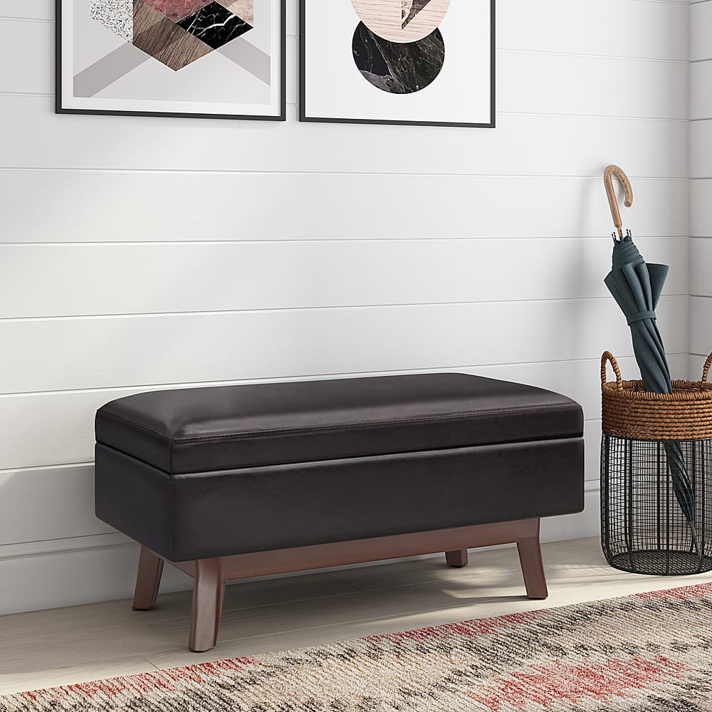 Left View: Simpli Home - Owen Small Rectangular Storage Ottoman - Midnight Black