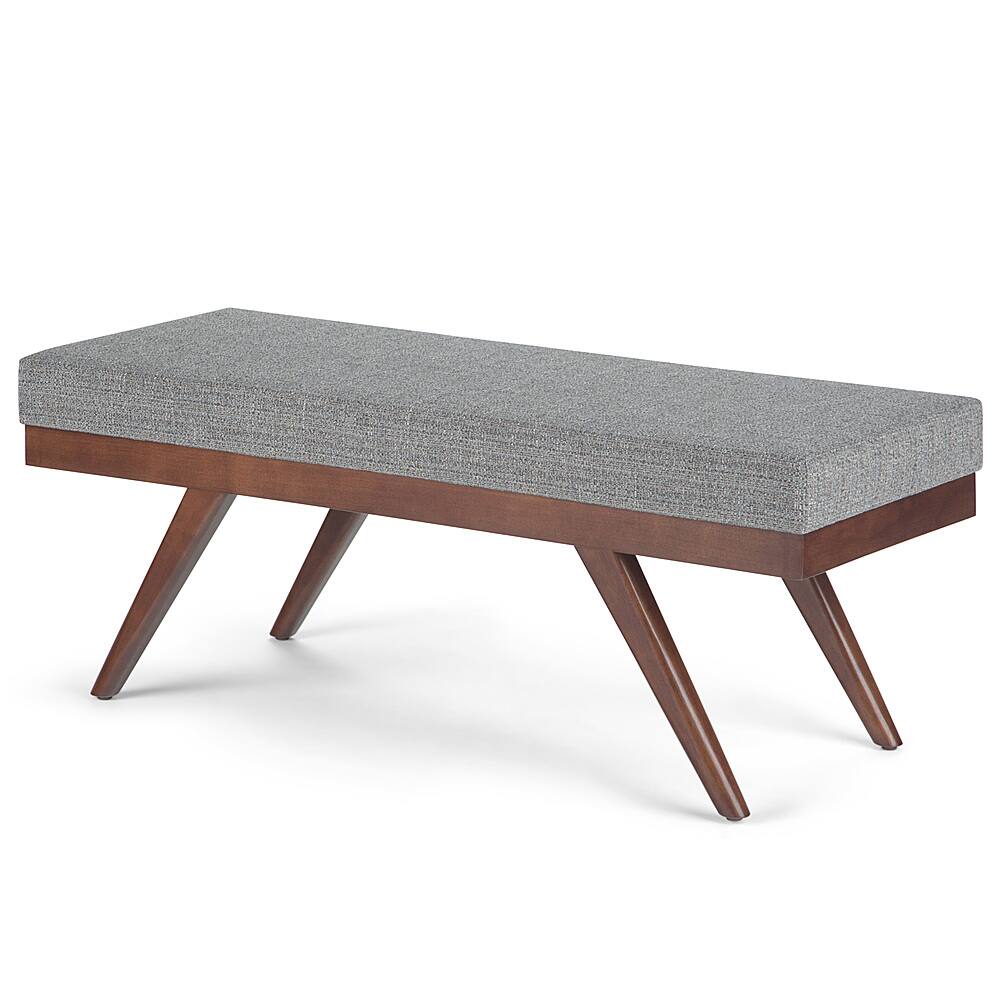 Angle View: Simpli Home - Chanelle Mid Century Ottoman Bench - Pebble Grey