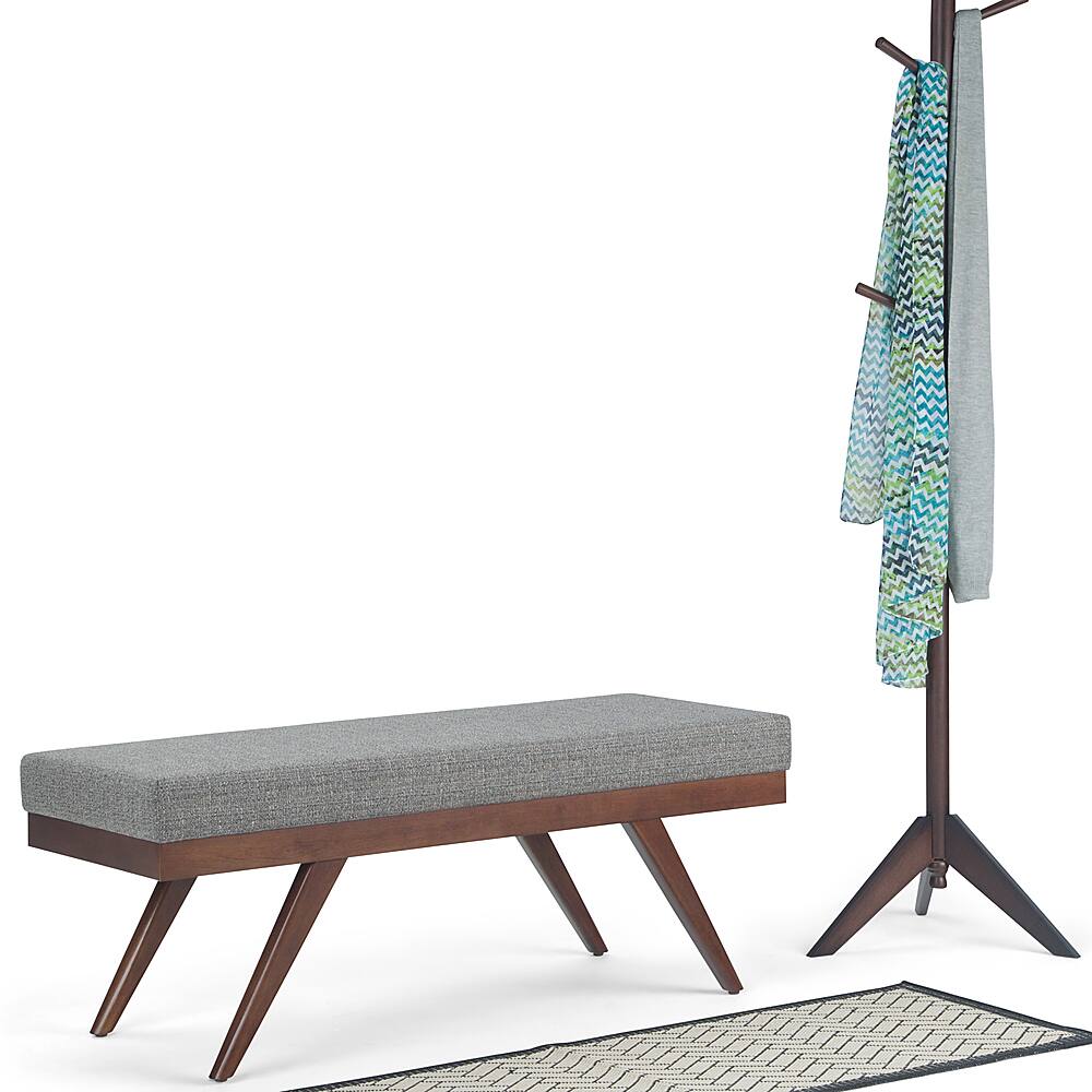 Left View: Simpli Home - Chanelle Mid Century Ottoman Bench - Pebble Grey