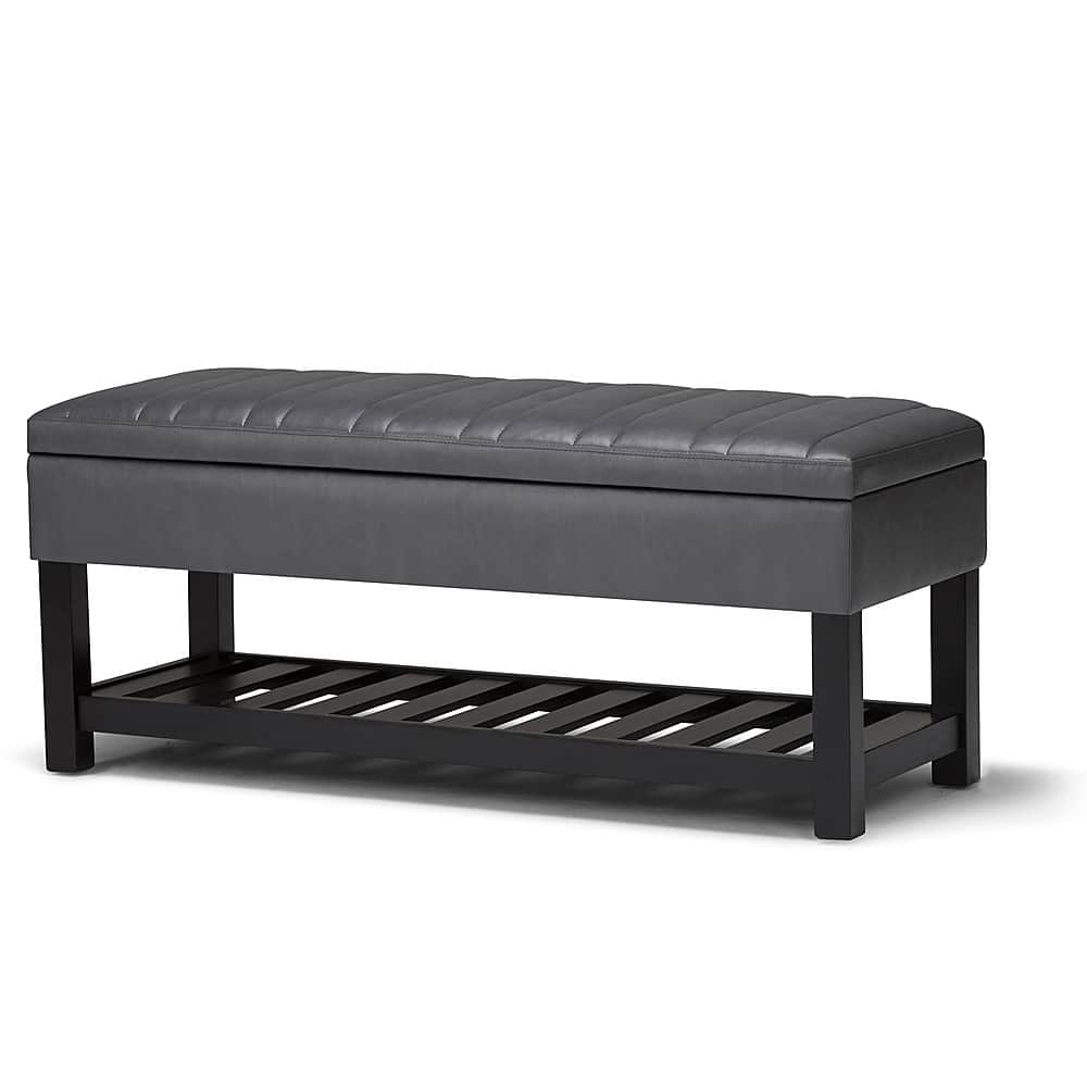 Angle View: Simpli Home - Memphis Storage Ottoman Bench - Stone Grey