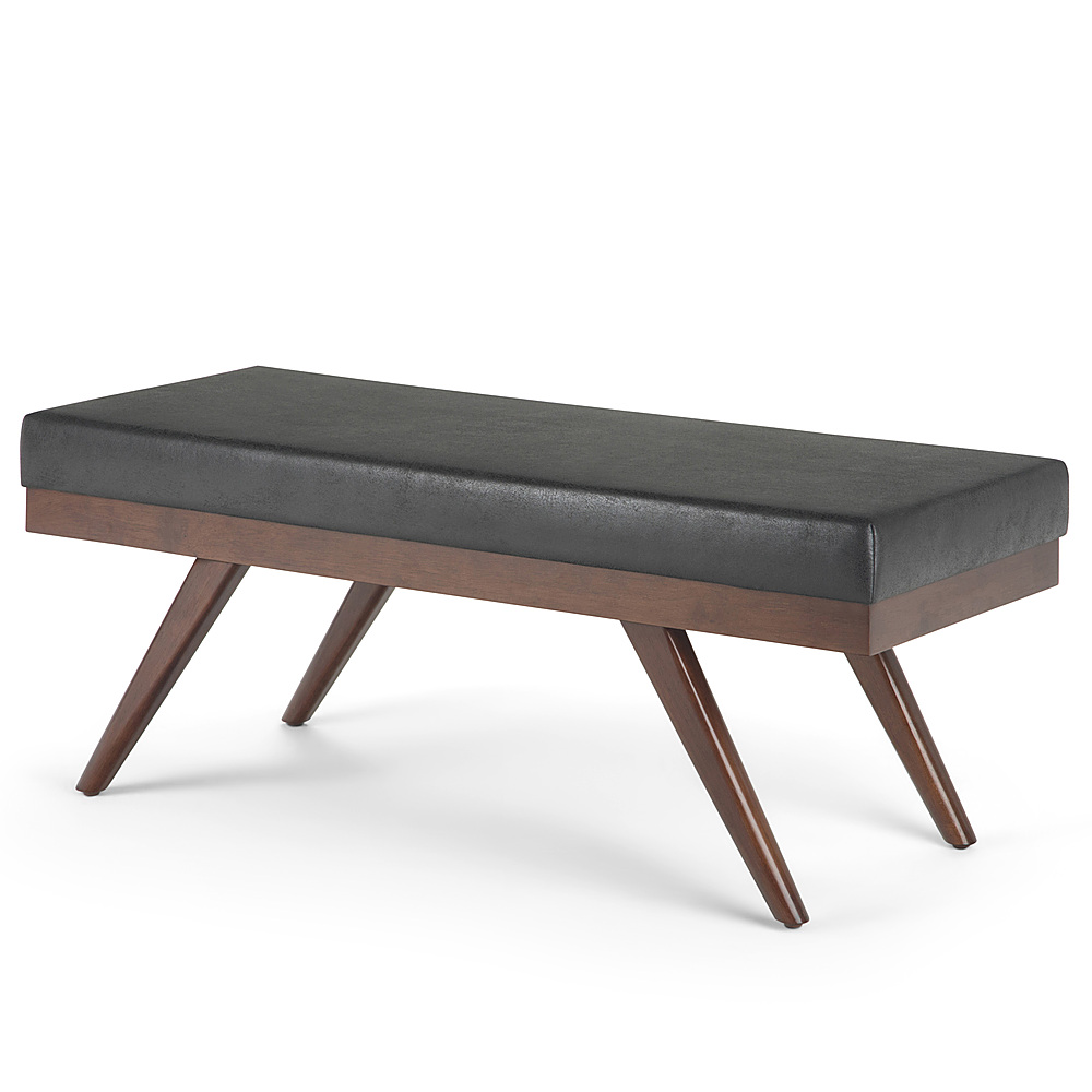 Angle View: Simpli Home - Chanelle Mid Century Ottoman Bench - Distressed Black