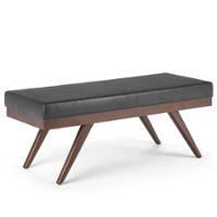 Simpli Home - Chanelle Mid Century Ottoman Bench - Distressed Black - Front_Zoom