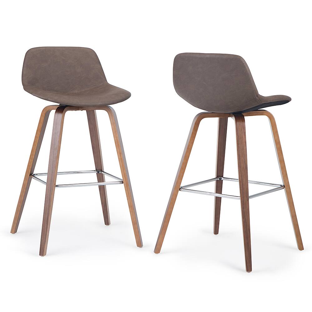 Angle View: Simpli Home - Randolph Bentwood Counter Height Stool (Set of 2) - Distressed Chocolate Brown