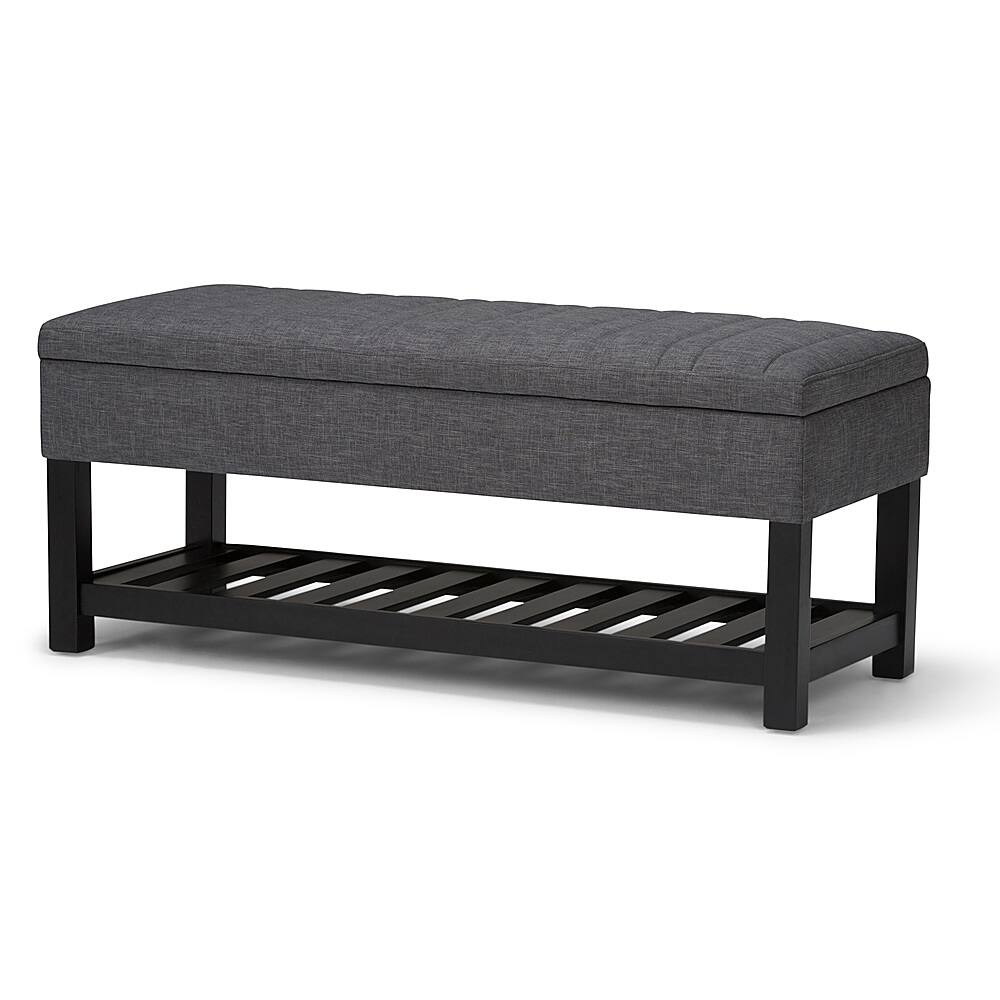 Angle View: Simpli Home - Memphis Storage Ottoman Bench - Slate Grey