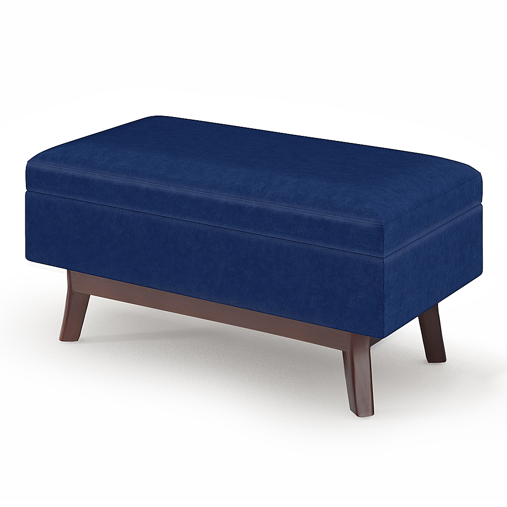 Best Buy: Simpli Home Owen Small Rectangular Storage Ottoman Blue ...