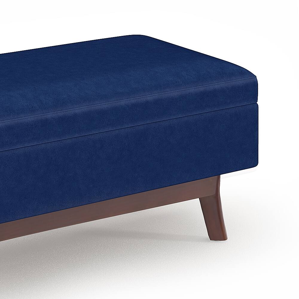 Best Buy: Simpli Home Owen Small Rectangular Storage Ottoman Blue ...