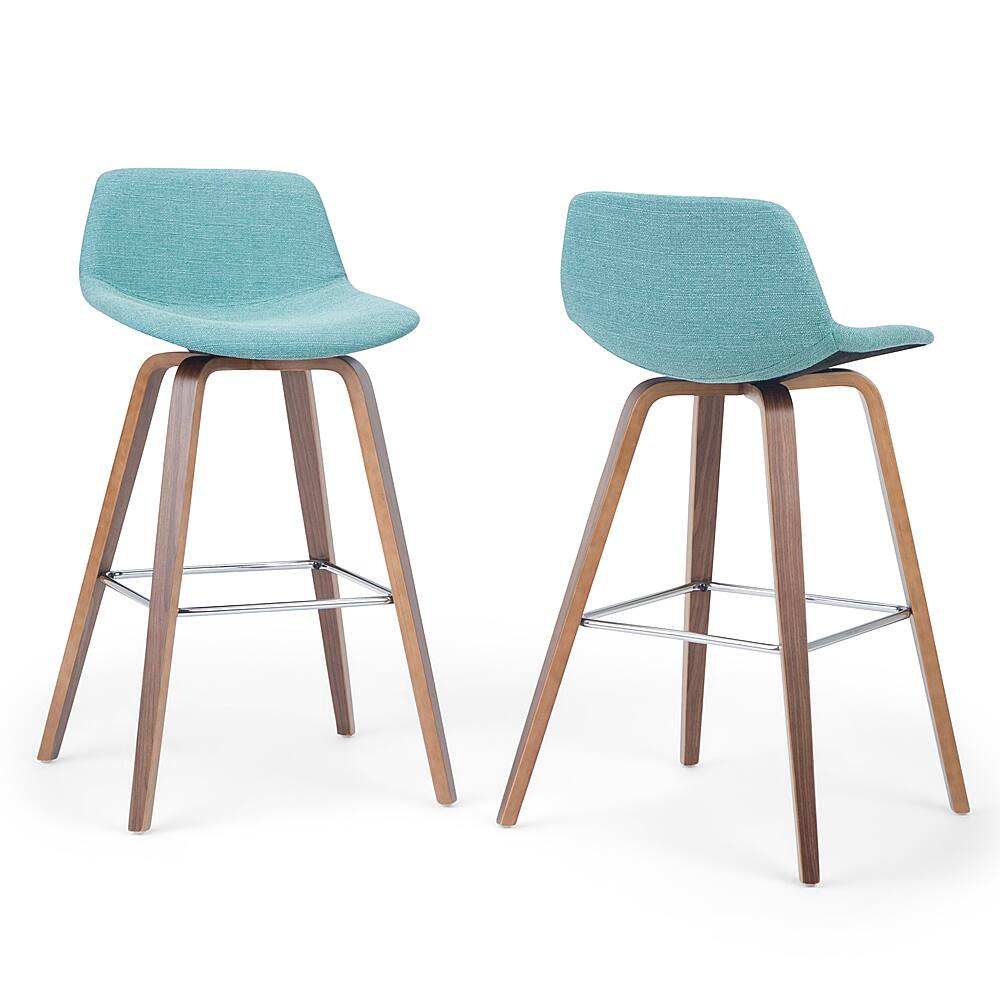 Angle View: Simpli Home - Randolph Bentwood Counter Height Stool (Set of 2) - Aqua Blue