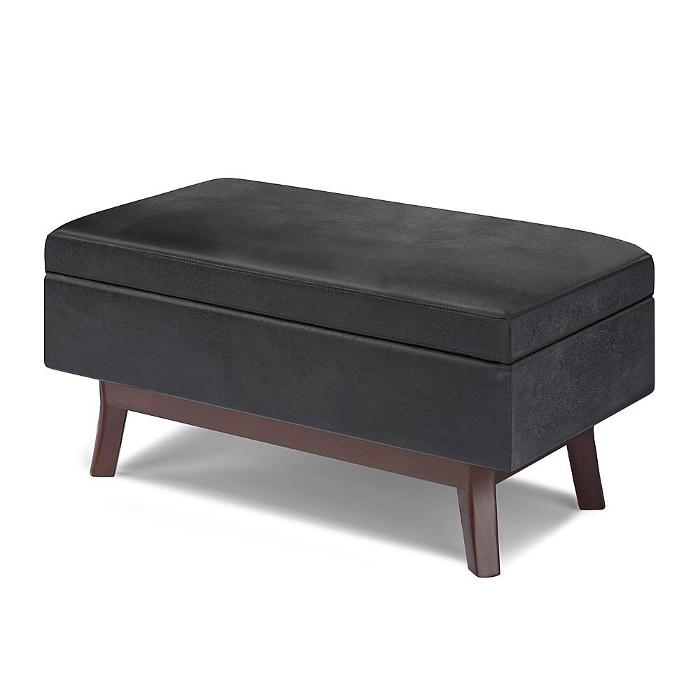 Angle View: Simpli Home - Owen Small Rectangular Storage Ottoman - Distressed Black