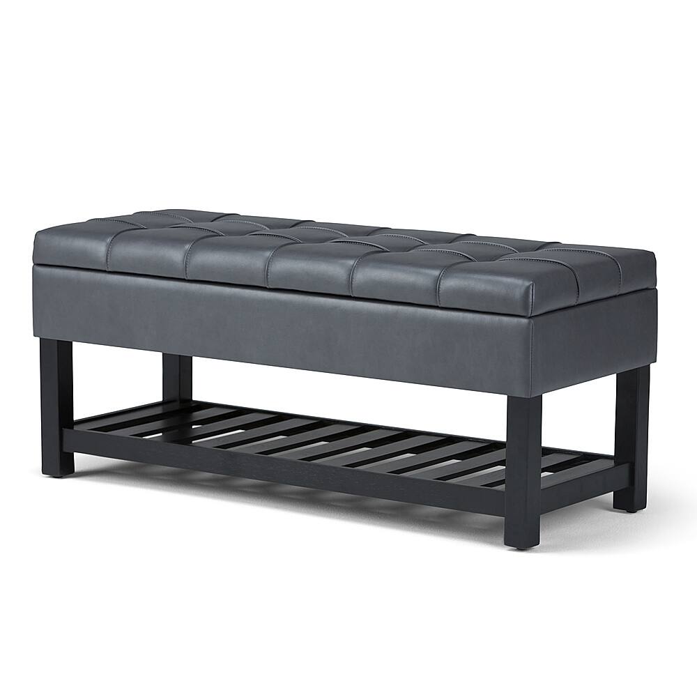 Angle View: Simpli Home - Saxon Storage Ottoman Bench - Stone Grey