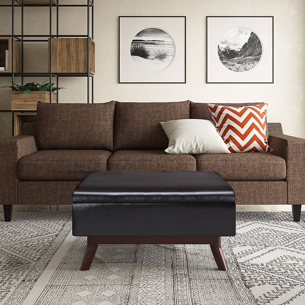 Left View: Simpli Home - Owen Coffee Table Storage Ottoman - Tanners Brown