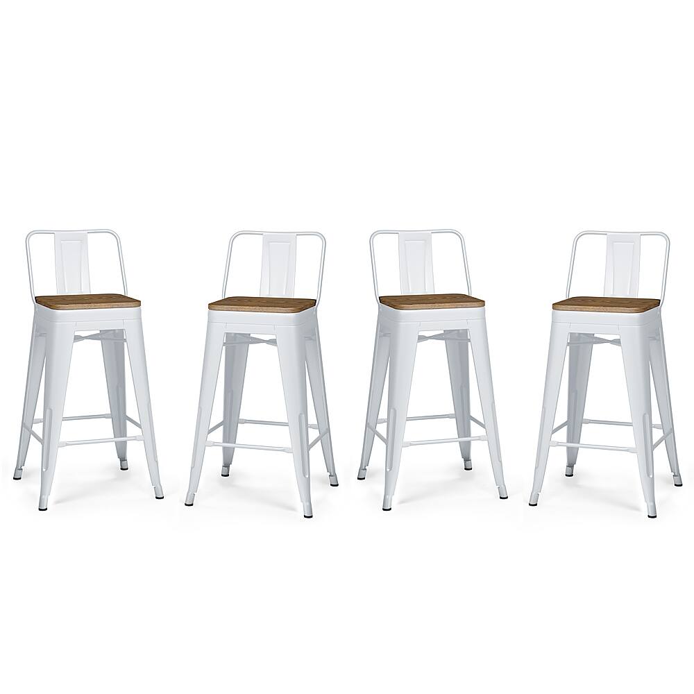 Angle View: Simpli Home - Rayne Metal and Wood Counter Height Stool (Set of 4) - White