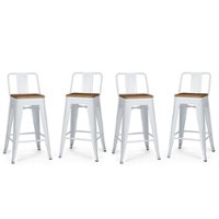 Simpli Home - Rayne Metal and Wood Counter Height Stool (Set of 4) - White - Front_Zoom