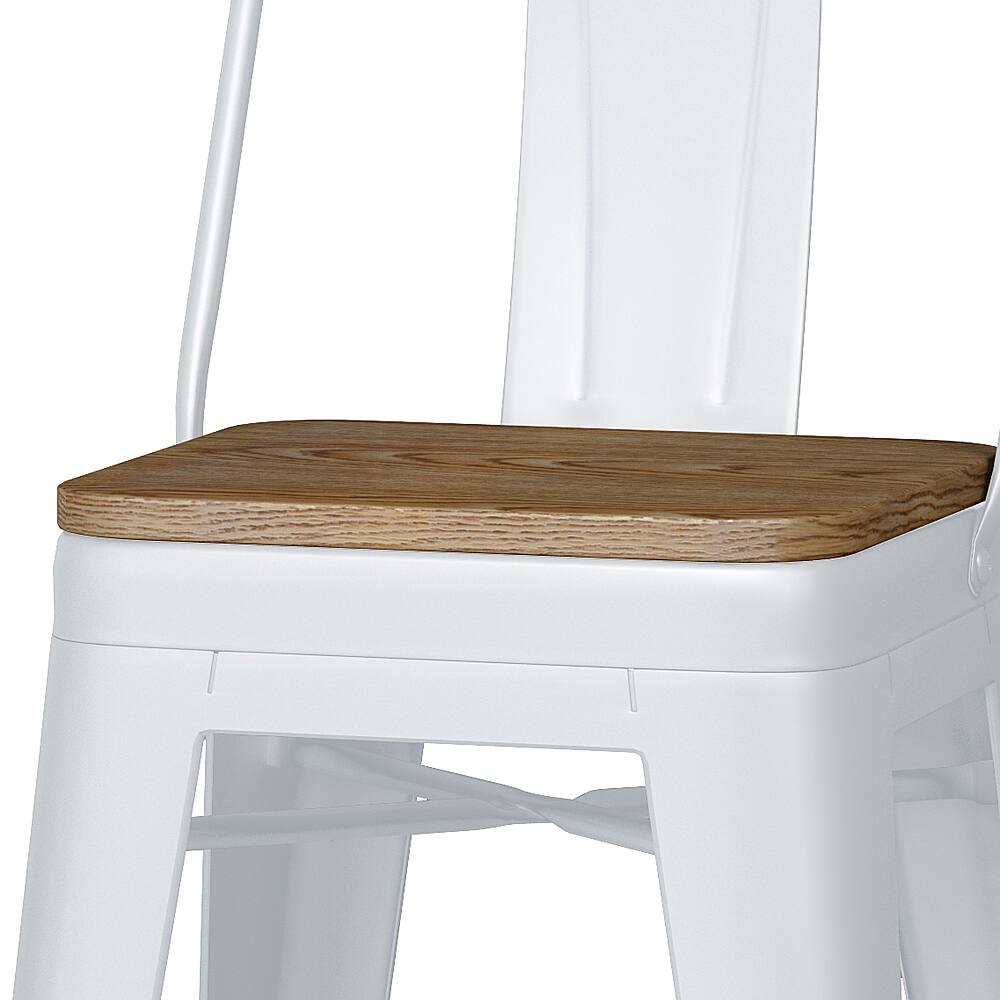 Simpli Home Rayne Metal and Wood Counter Height Stool (Set of 4) White