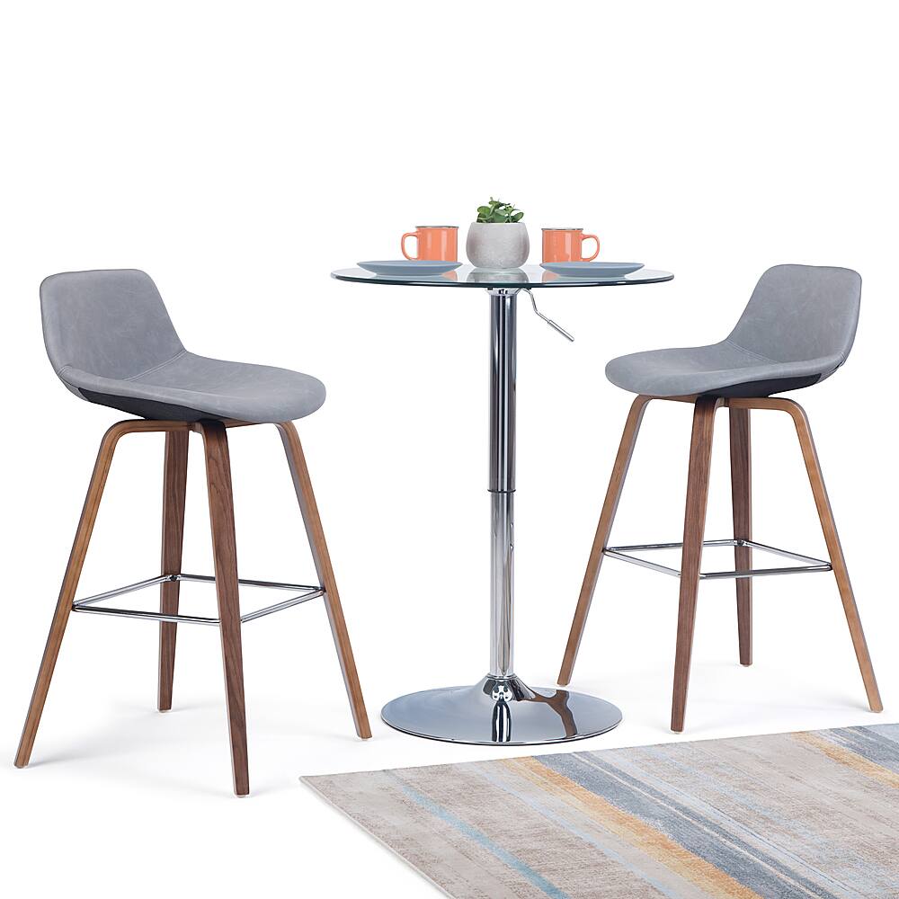 Left View: Simpli Home - Randolph Bentwood Counter Height Stool (Set of 2) - Stone Grey