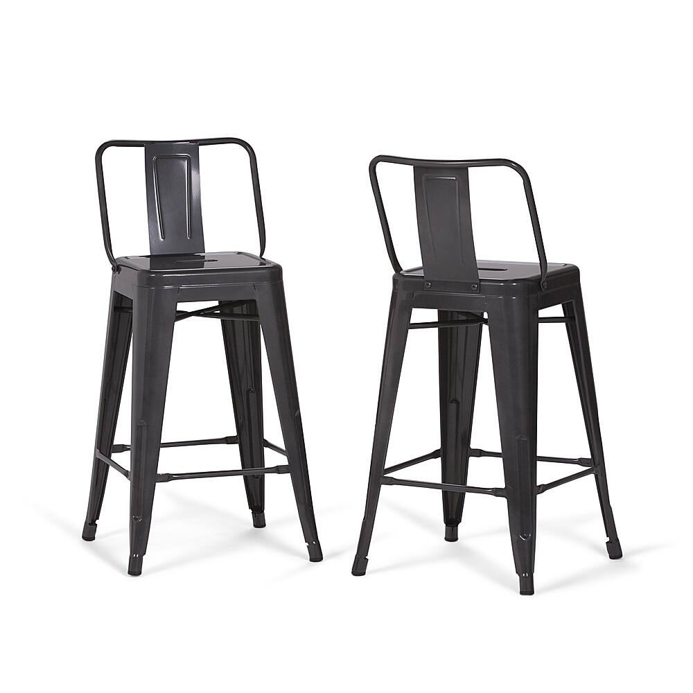 Angle View: Simpli Home - Rayne Metal Counter Height Stool (Set of 2) - Grey