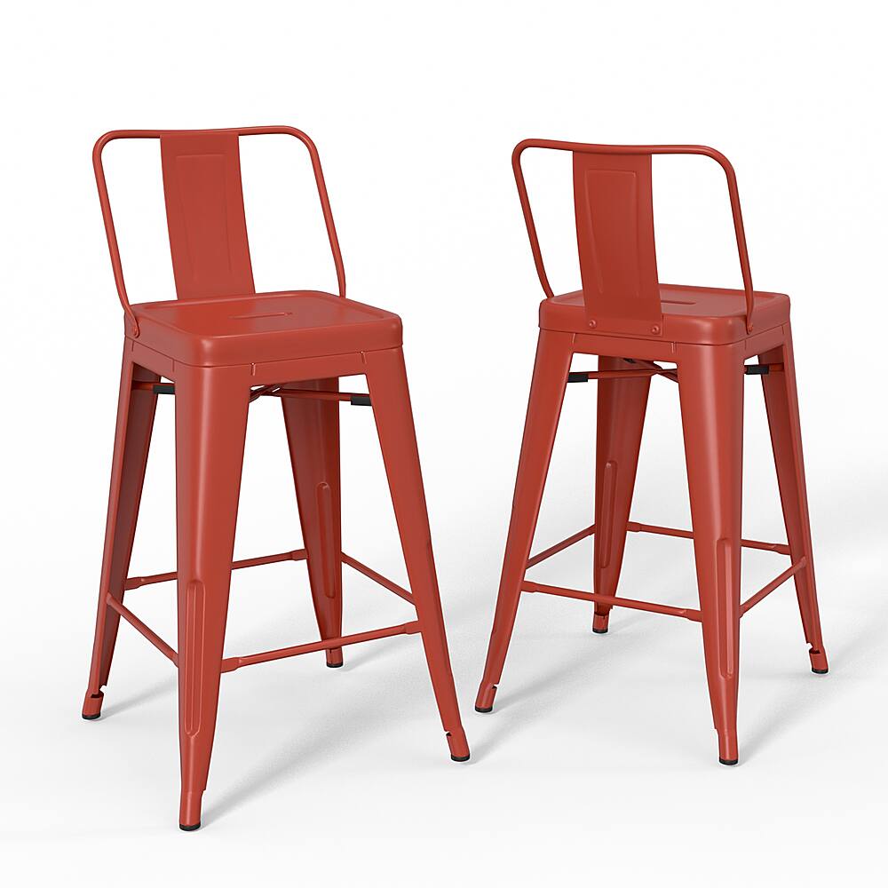 Angle View: Simpli Home - Rayne Metal Counter Height Stool (Set of 2) - Orange