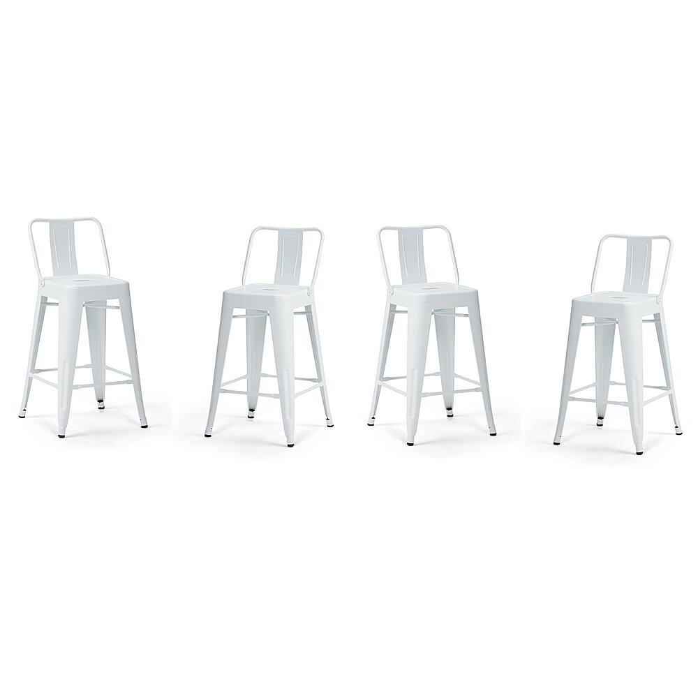 Angle View: Simpli Home - Rayne Metal Counter Height Stool (Set of 4) - White