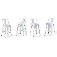 Simpli Home - Rayne Metal Counter Height Stool (Set of 4) - White - Front_Zoom